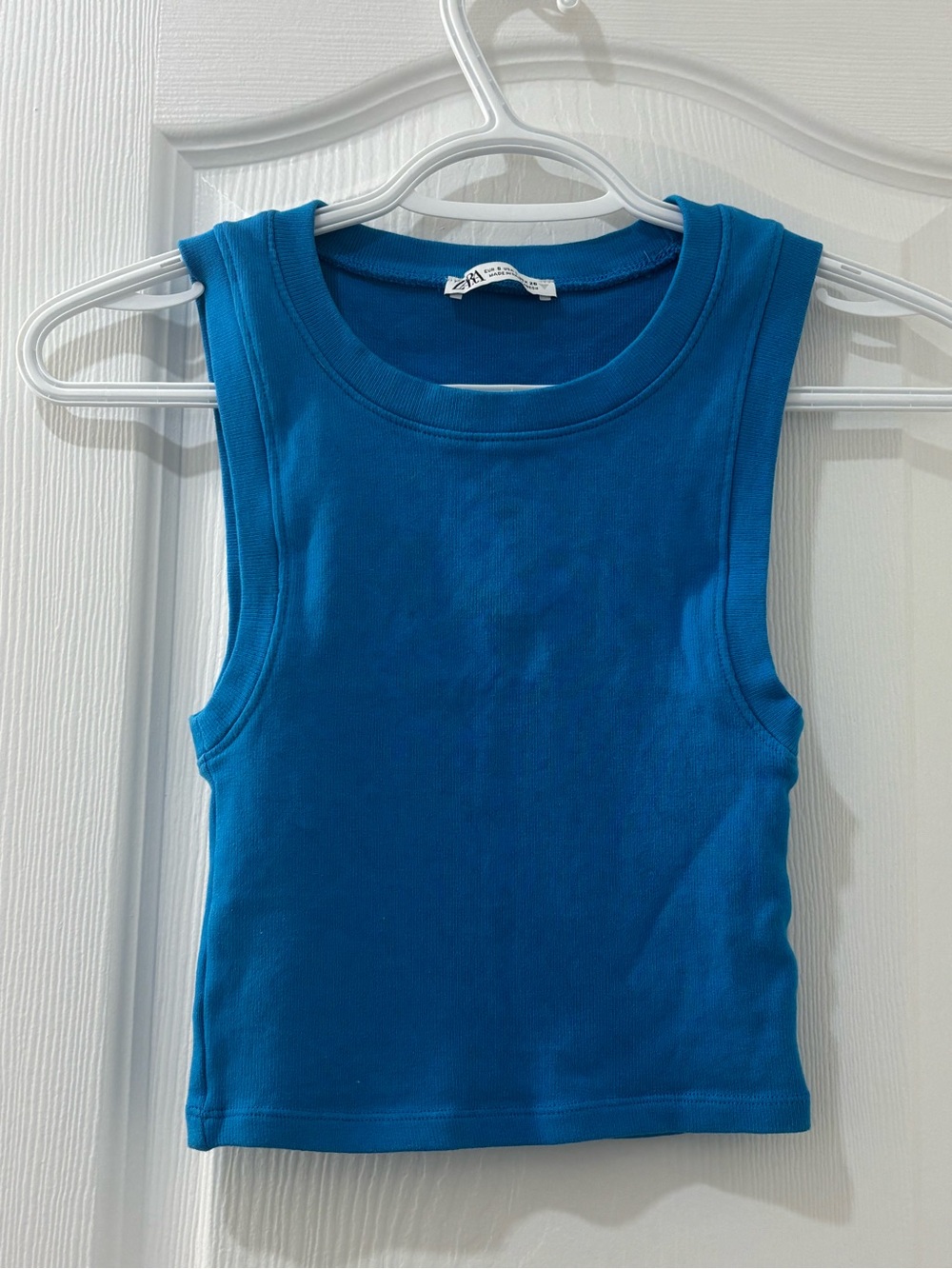 Zara Blue Womens Ribbed Tank Top